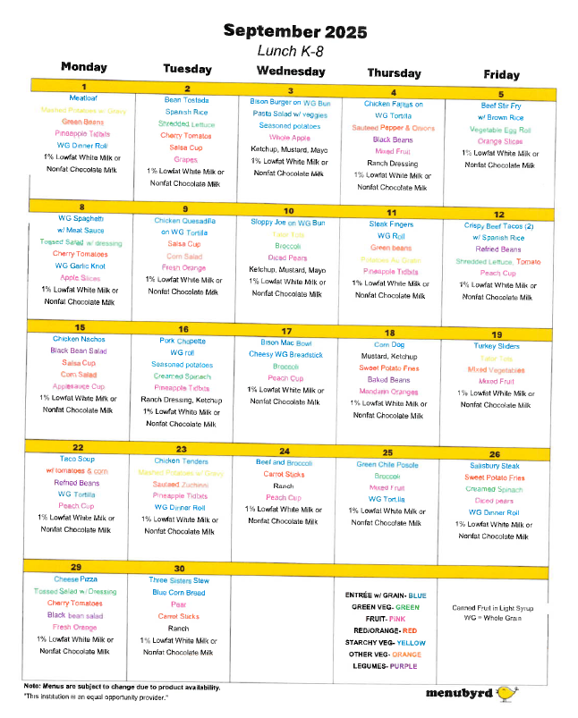 lunch menu