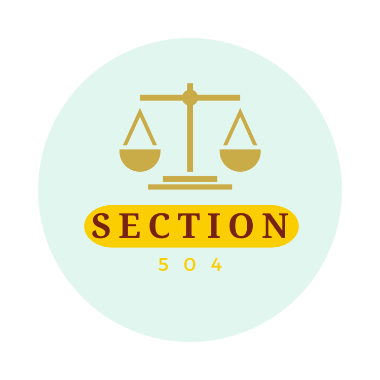 gold scales and wording that says section 504