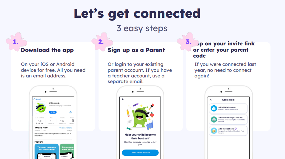 Class Dojo Signup instructions