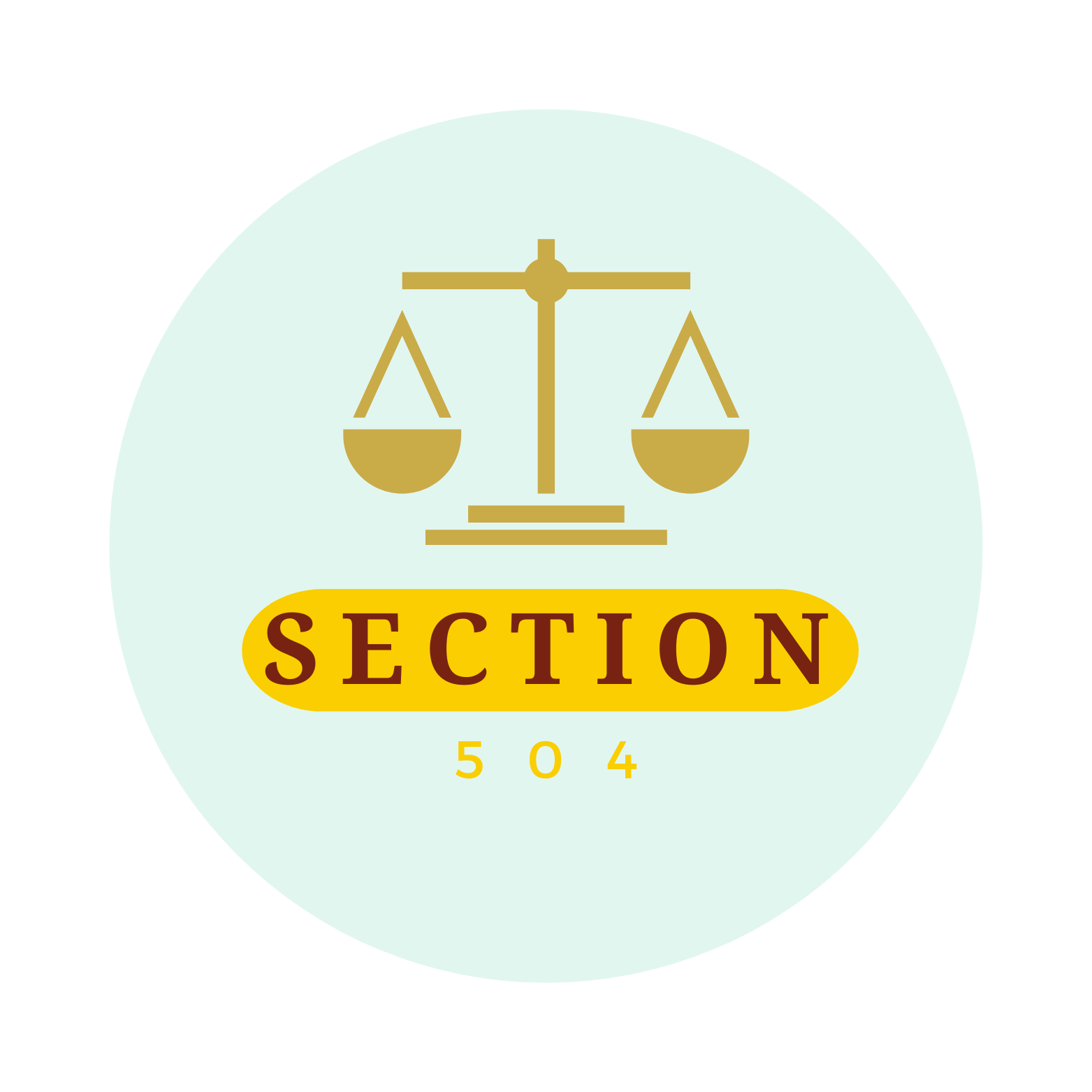 gold scales and wording that says section 504