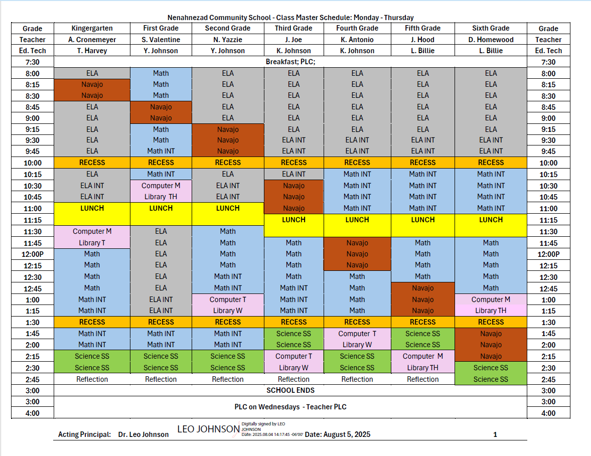 Master Schedule SY25.26